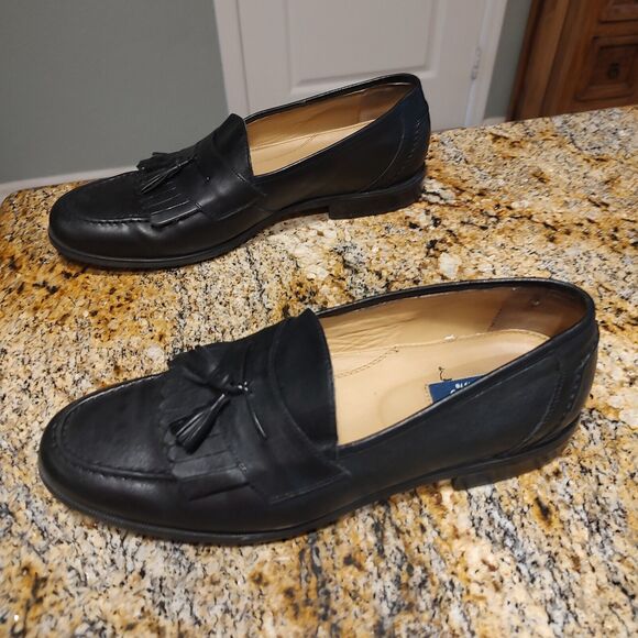 Chaps Men's Black Leather Kiltie Tassel Slip On Loafer Shoes 096-8104 Size 10M - Picture 4 of 12